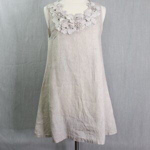 Rosemarie | Dresses | Rosemarie Italian Linen Dress Womens M Beige Floral  Pearls Cottagecore Coquette | Poshmark